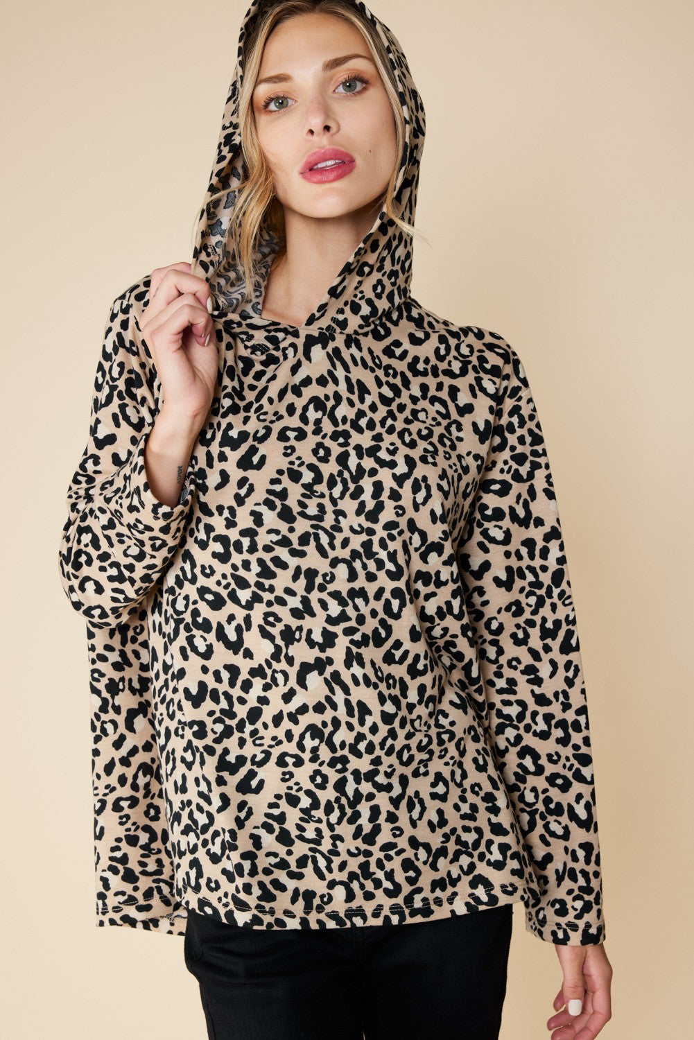 Leopard Printed Top With Hood