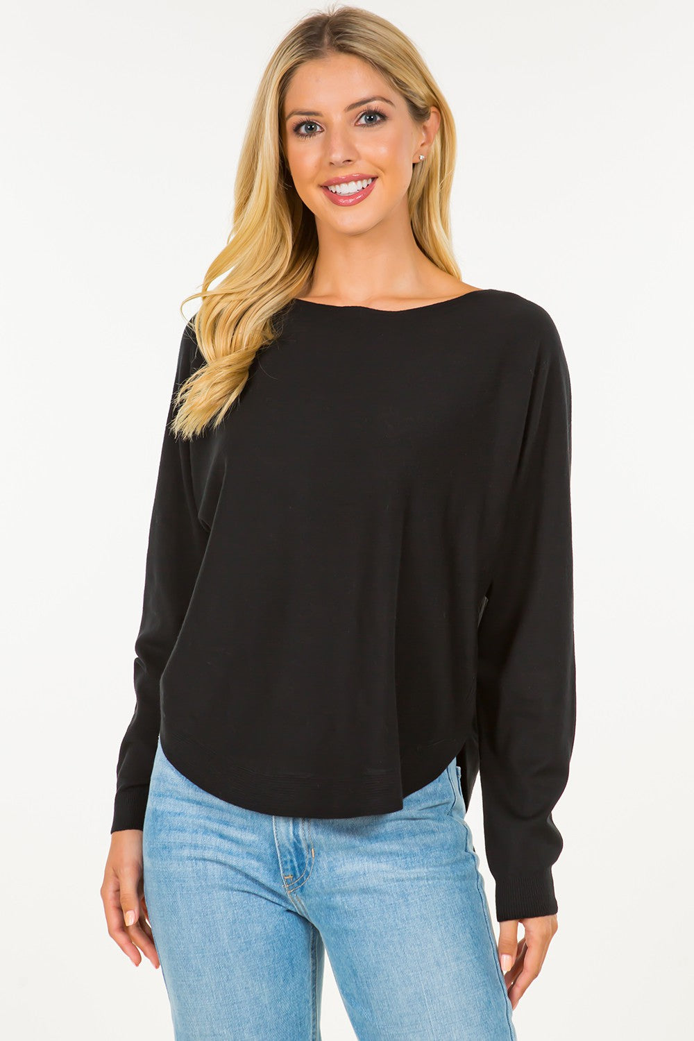 Long Sleeve Pullover Sweater -Black