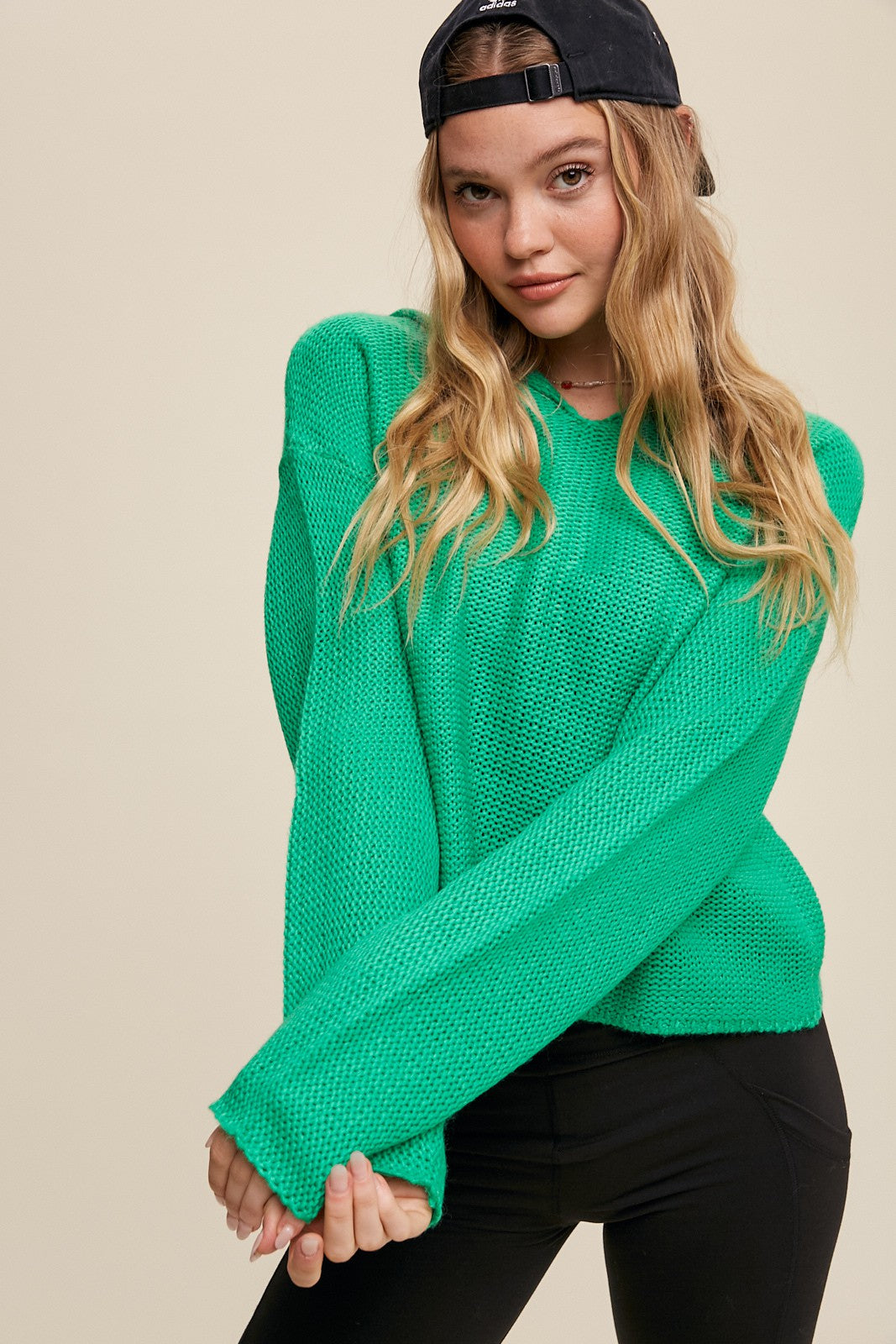 Soft Knit Hoodie Sweater - Green