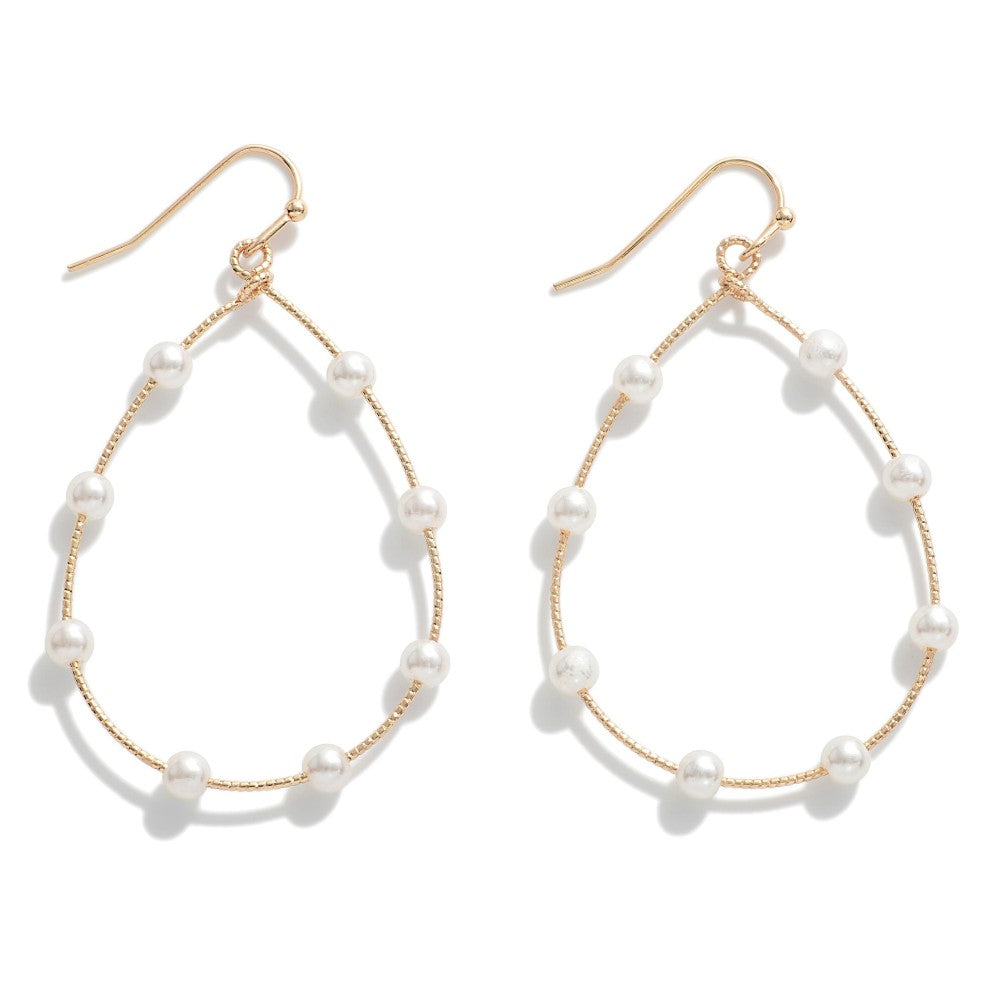 Pearl Accent Earrings - Gold