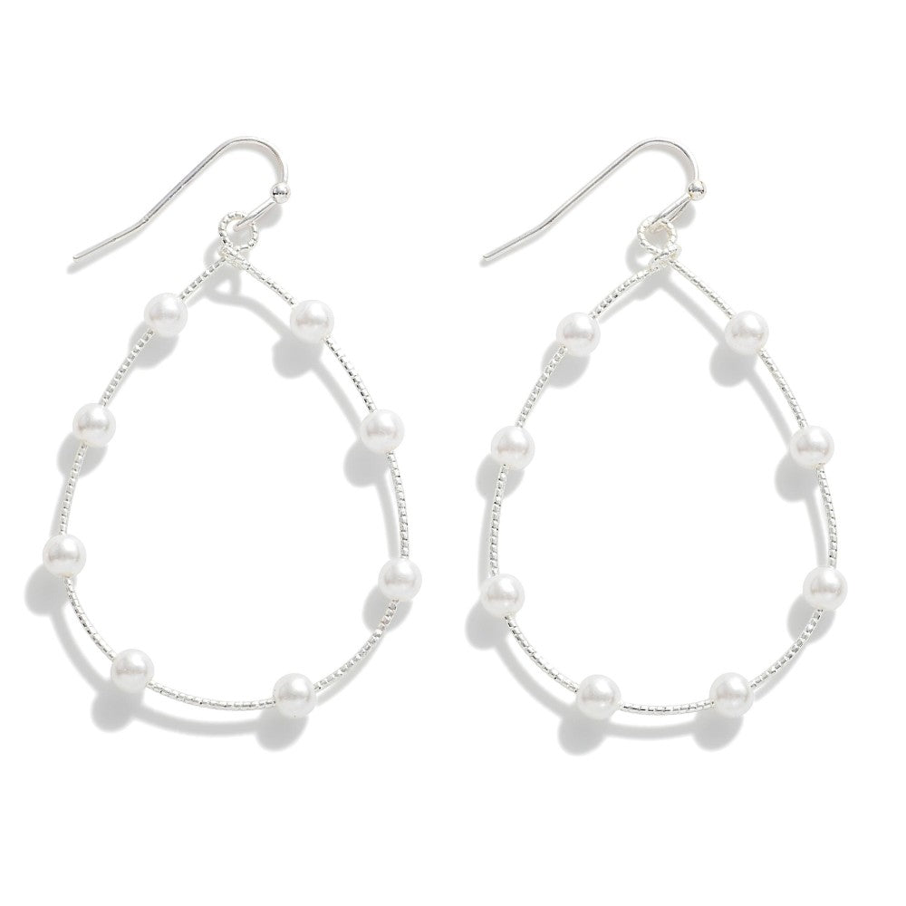 Pearl Accent Earrings - Silver