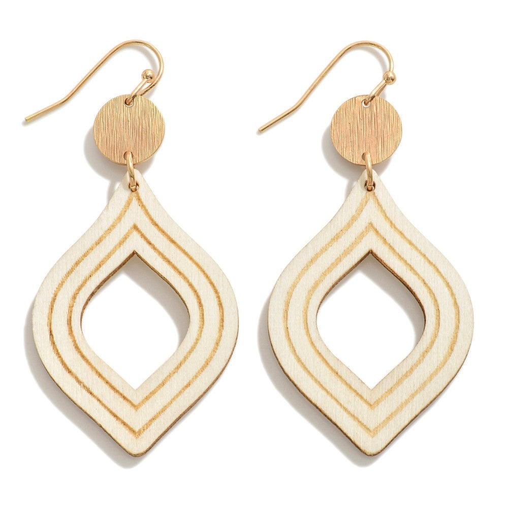 Wooden Teardrop Earrings - Ivory