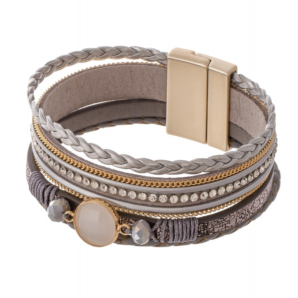 Braided Detail Bracelet - Grey