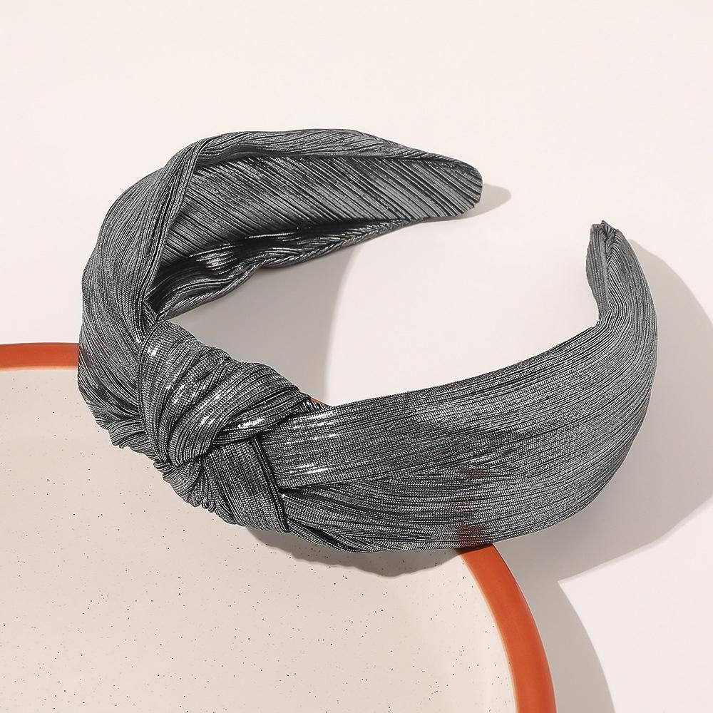 Metallic Top Knot Headband - Dark Grey