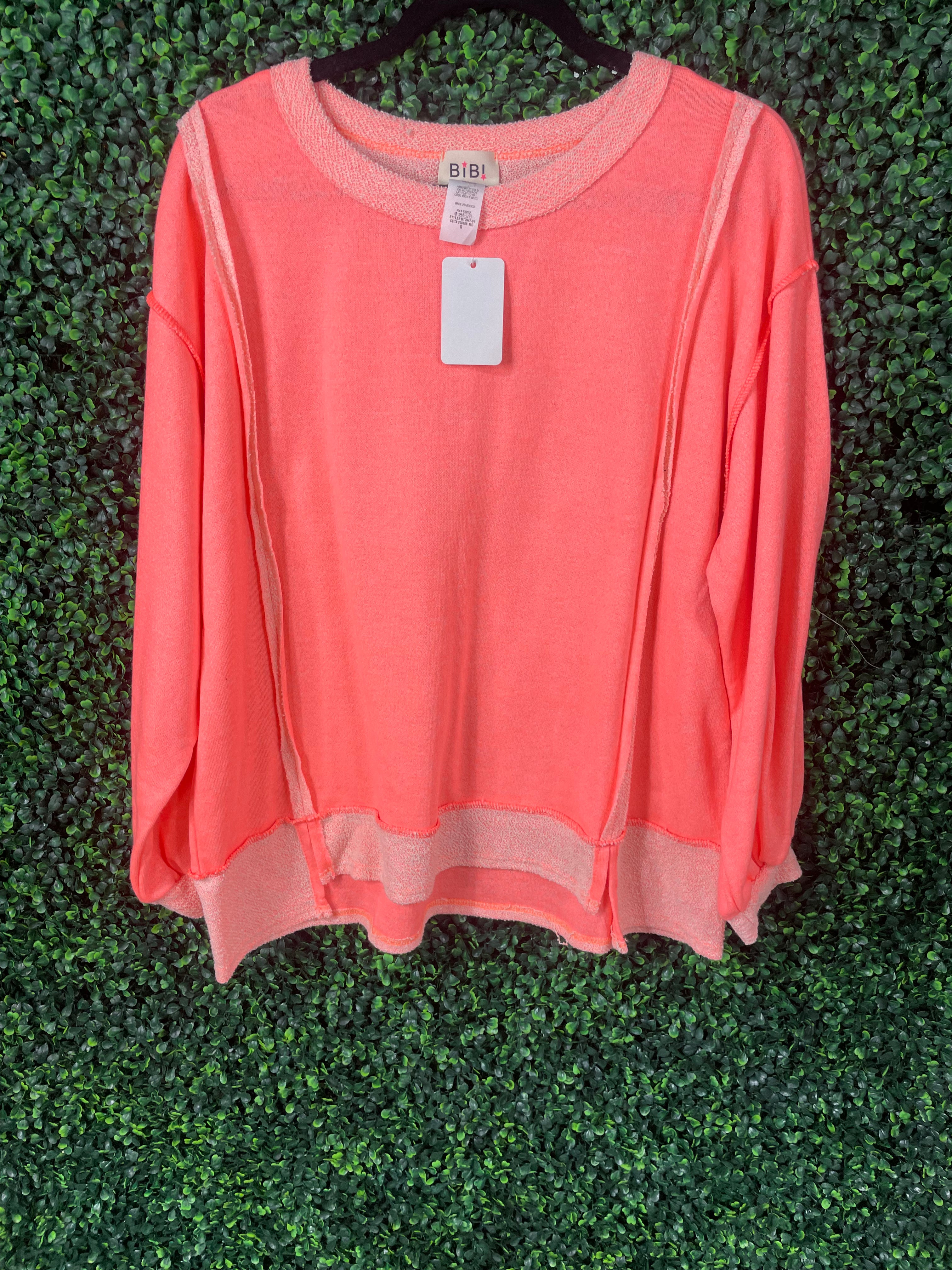 Reverse Contrast Sweatshirt - Neon Coral