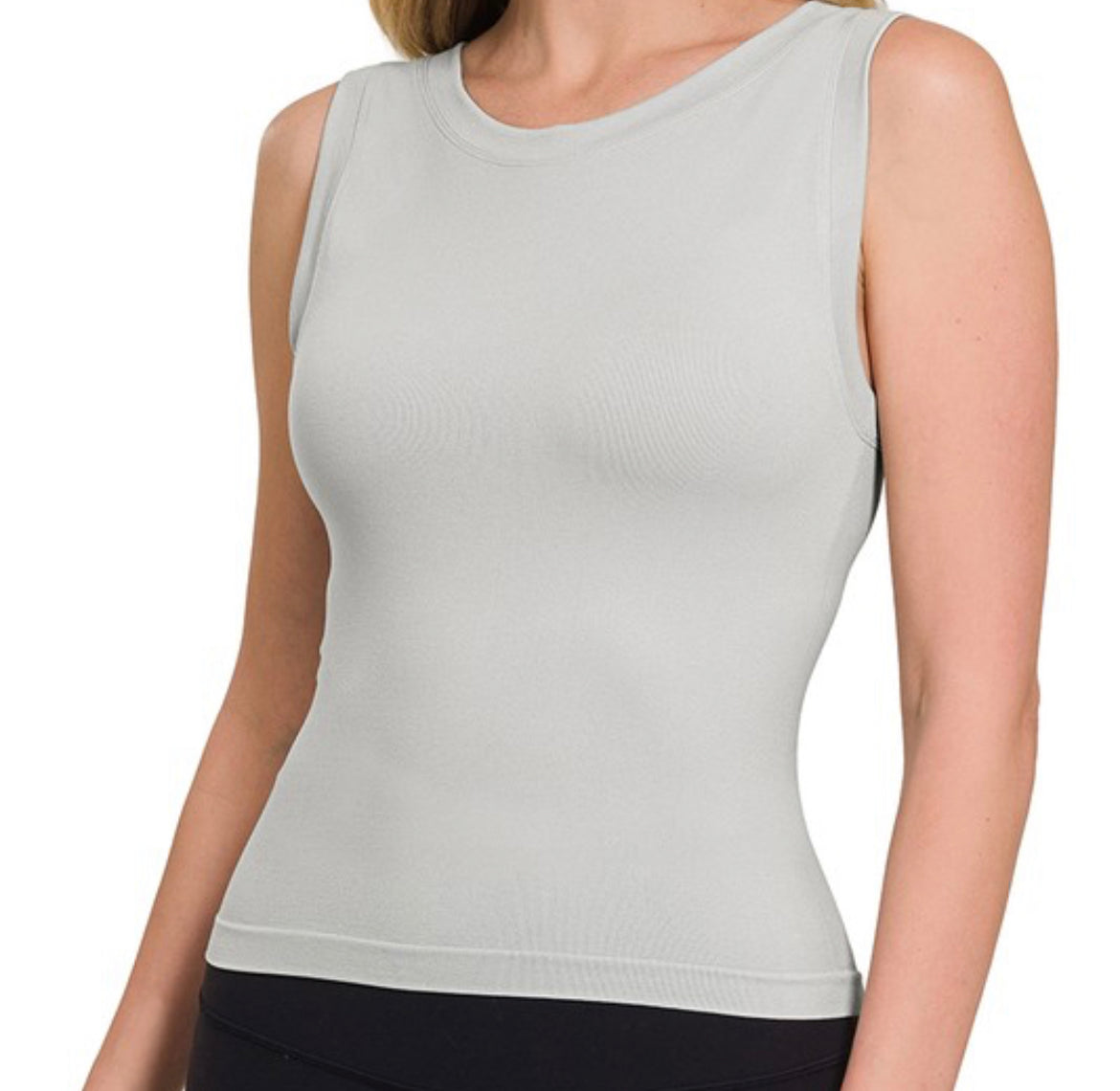Cropped Seamless Round Neck Tank Top