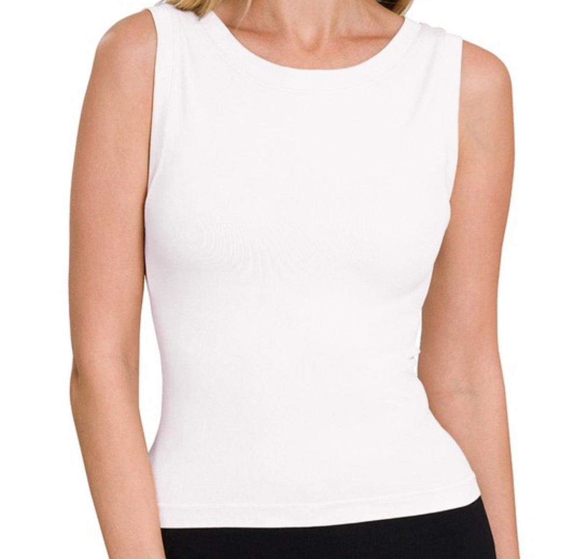 Cropped Seamless Round Neck Tank Top