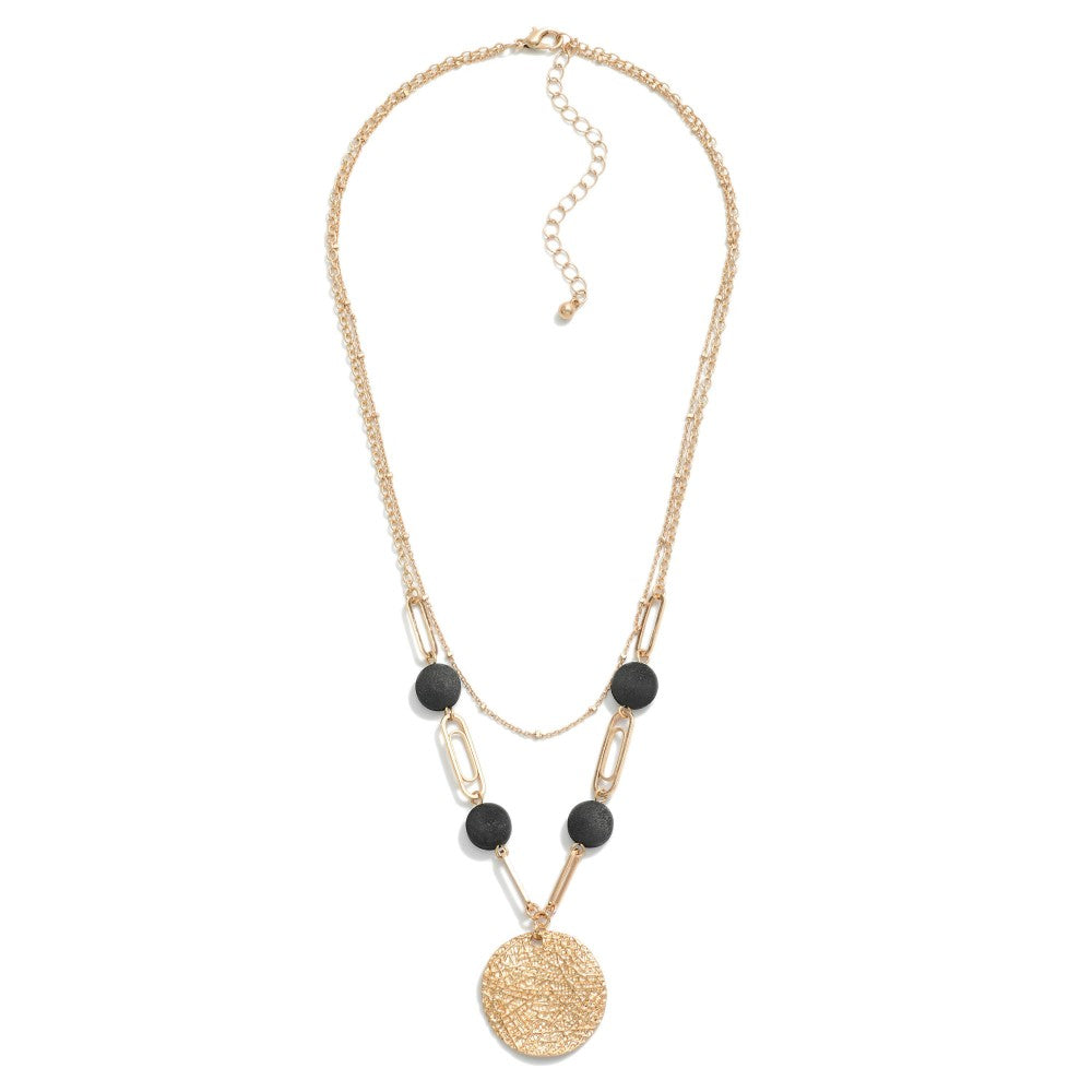 Wooden Accent Textured Necklace