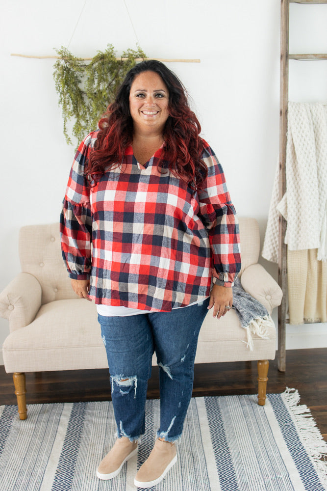 Red/Navy Buffalo Plaid Top - Plus