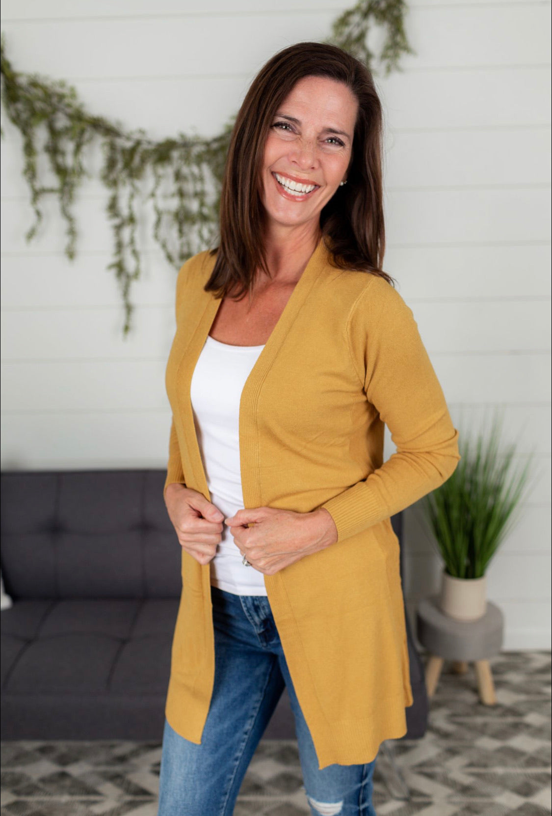 Solid Open Front Cardigan