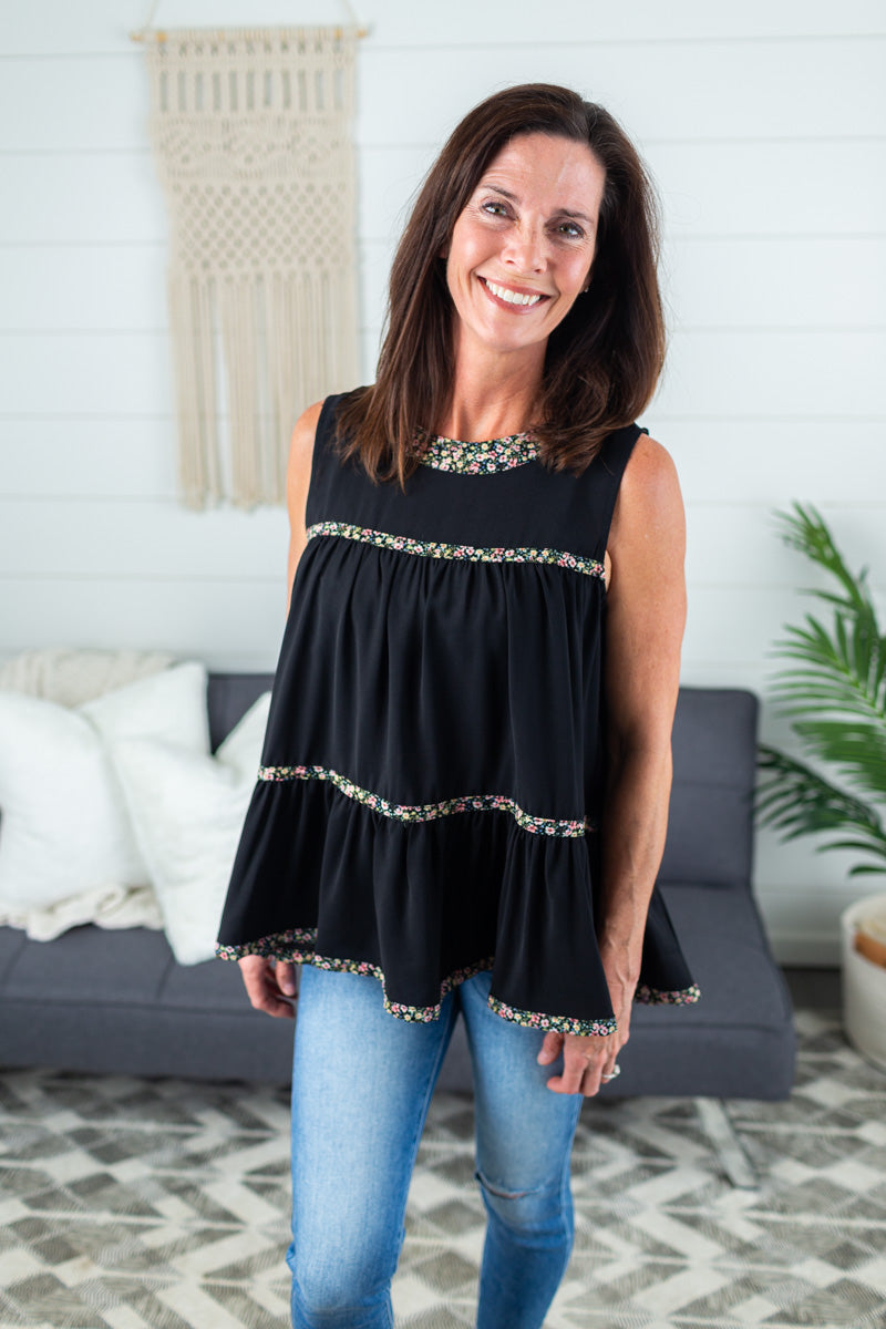 Floral Detail Tiered Top