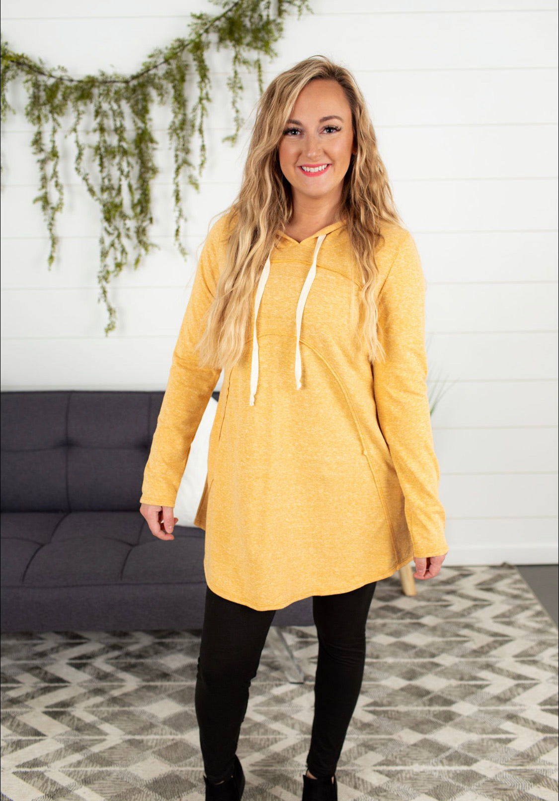 Raw Edge Hoodie - Mustard