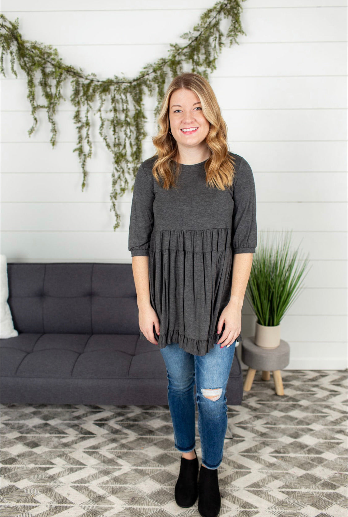 Solid Tiered Tunic Top