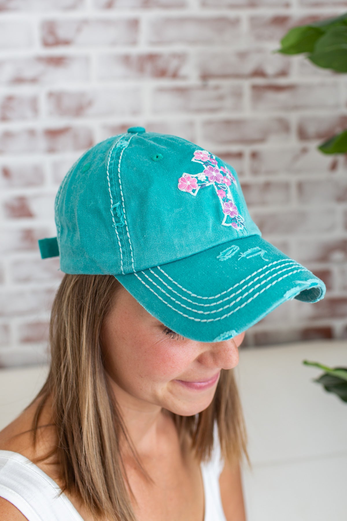 Floral Cross Hat