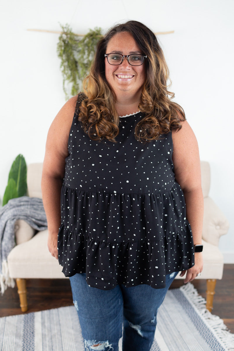 Black Sleeveless Babydoll Top - Plus