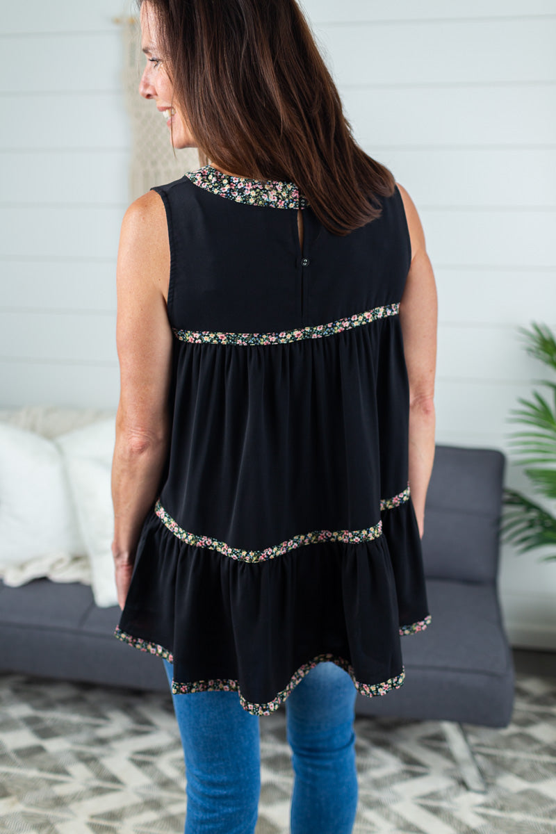 Floral Detail Tiered Top