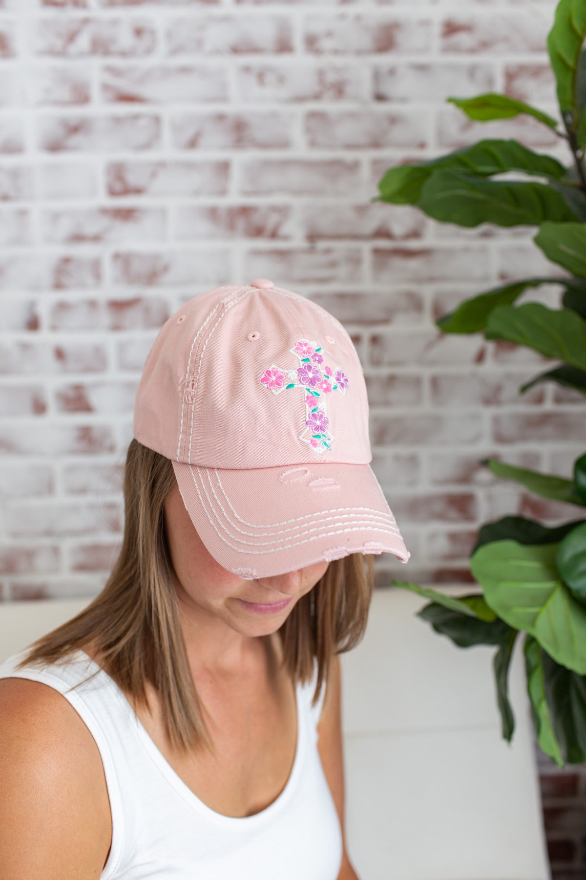 Floral Cross Hat