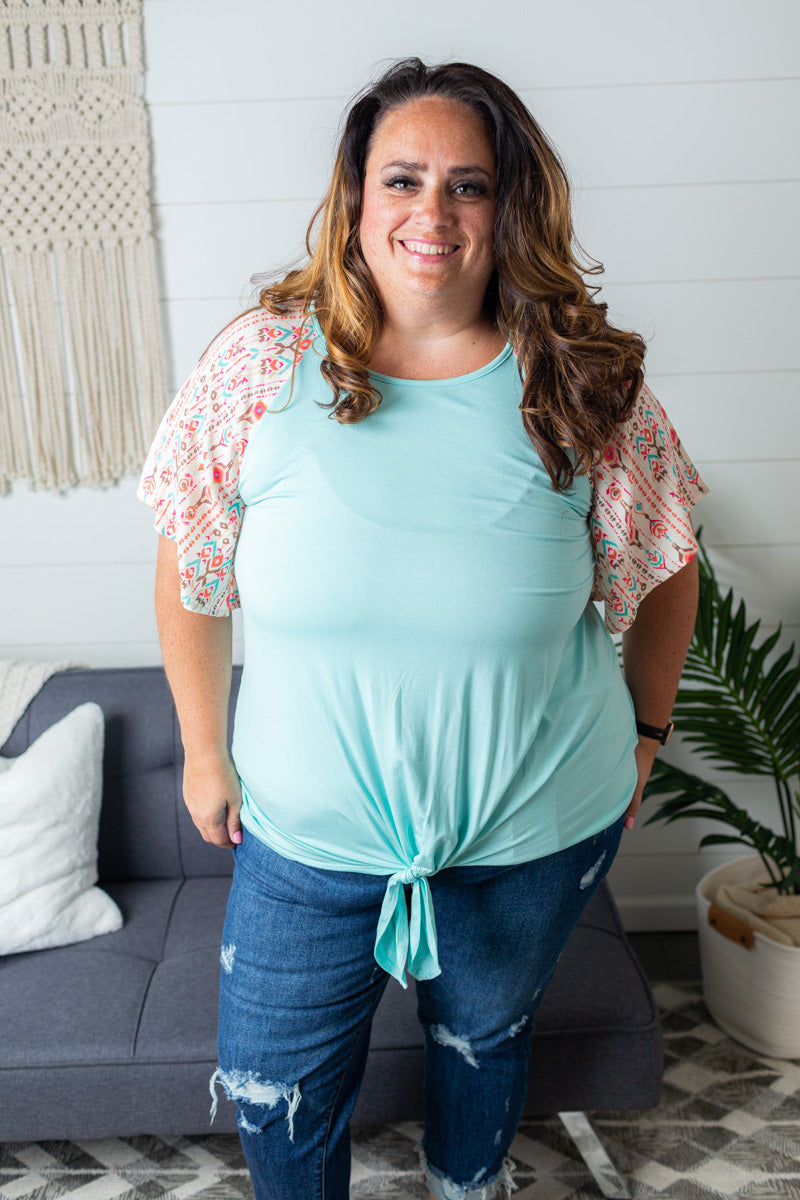 Raglan Bell Sleeve Top - Plus - Mint