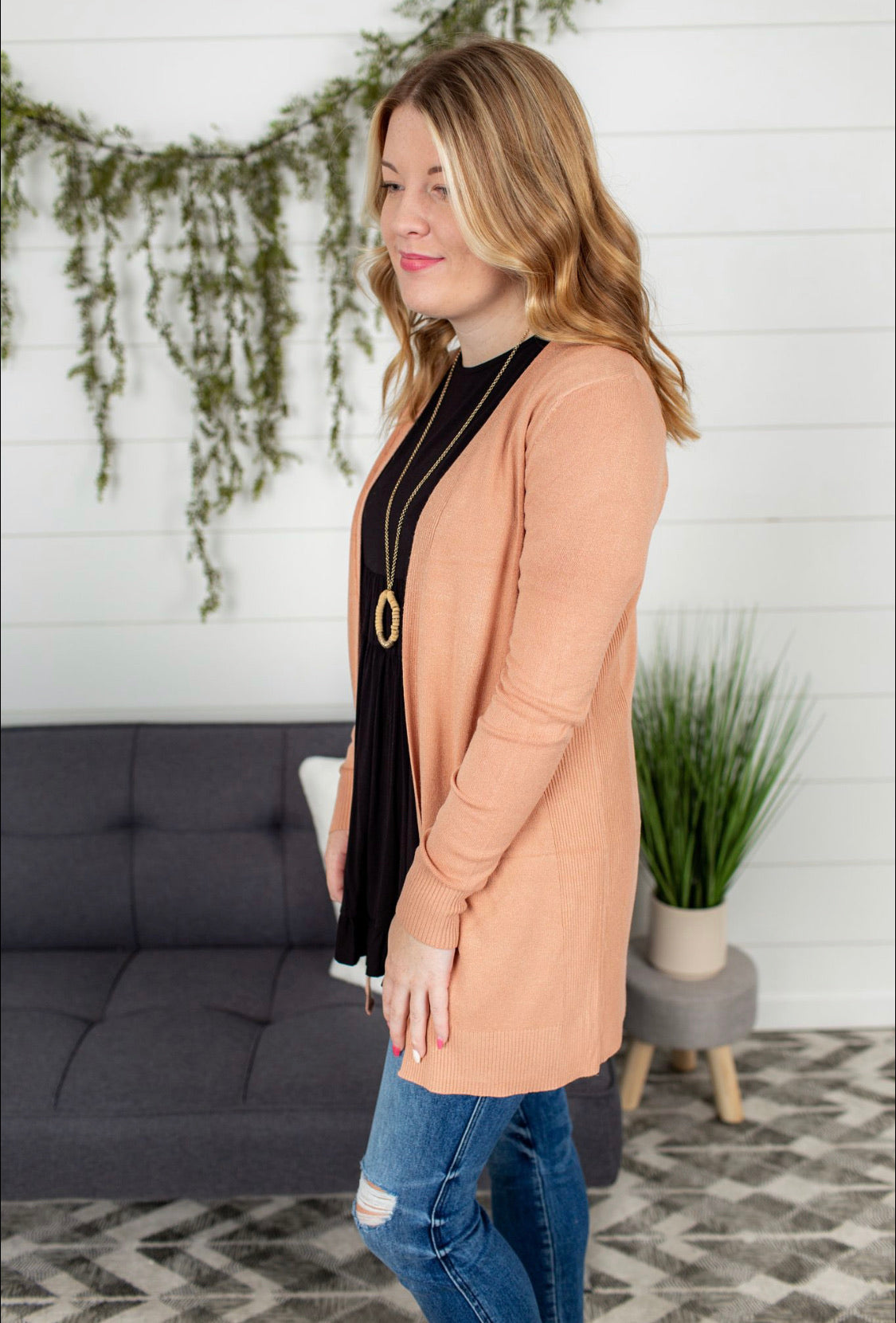 Solid Open Front Cardigan