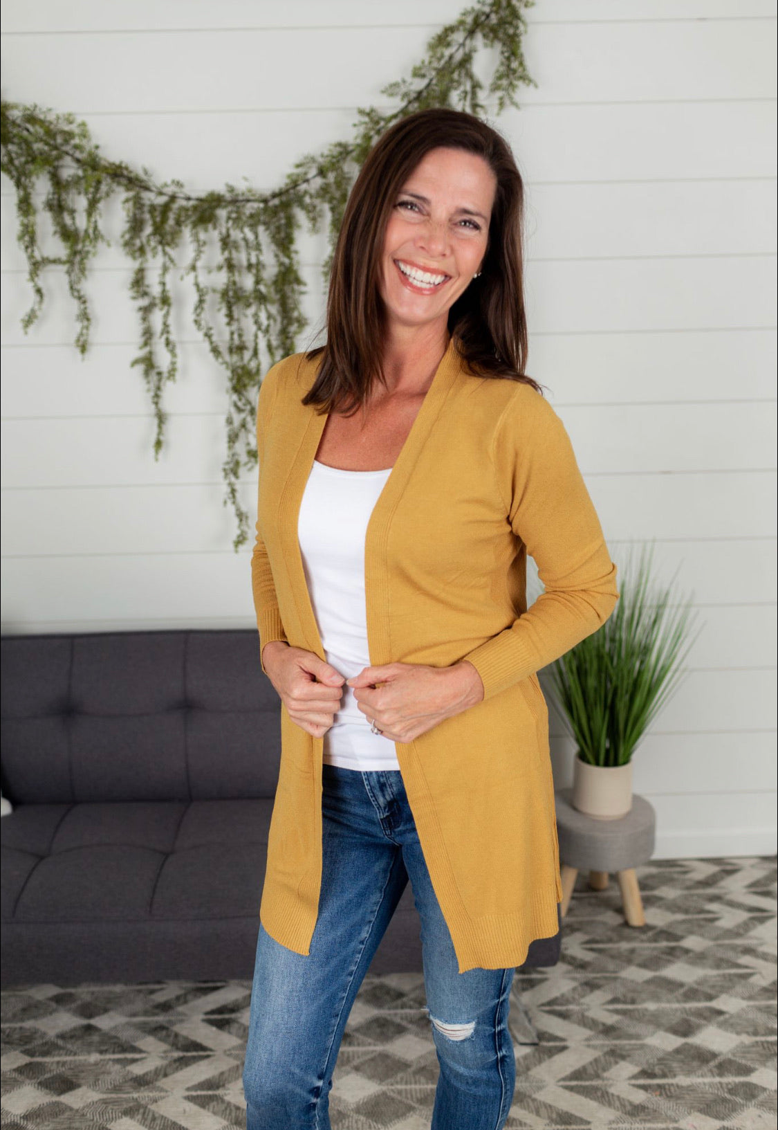 Solid Open Front Cardigan