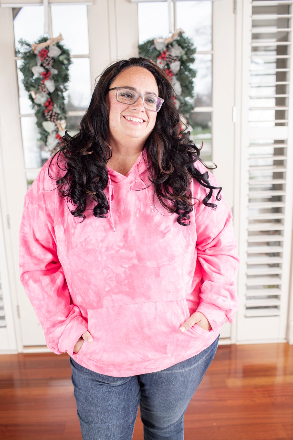 Pink Tie Dye Hoodie - Plus