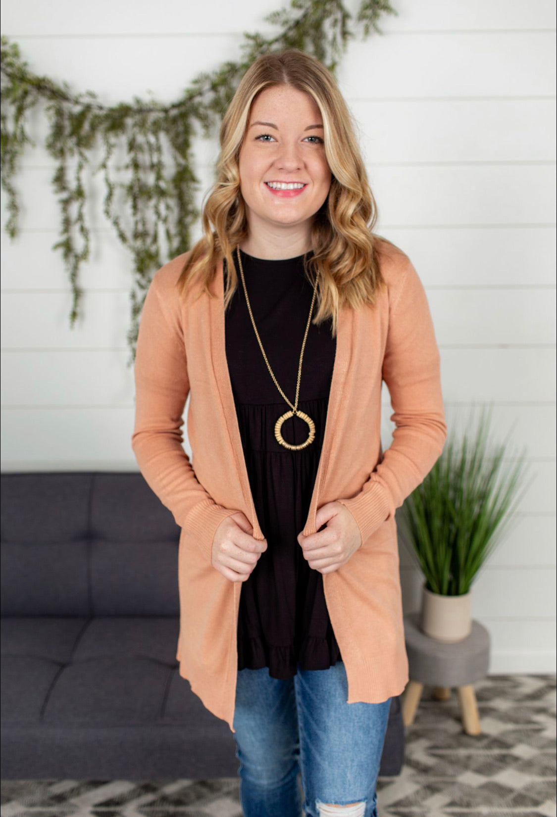 Solid Open Front Cardigan
