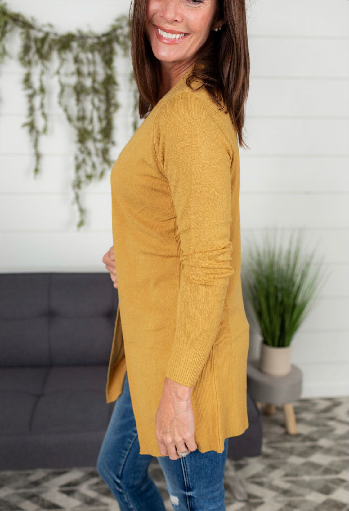 Solid Open Front Cardigan