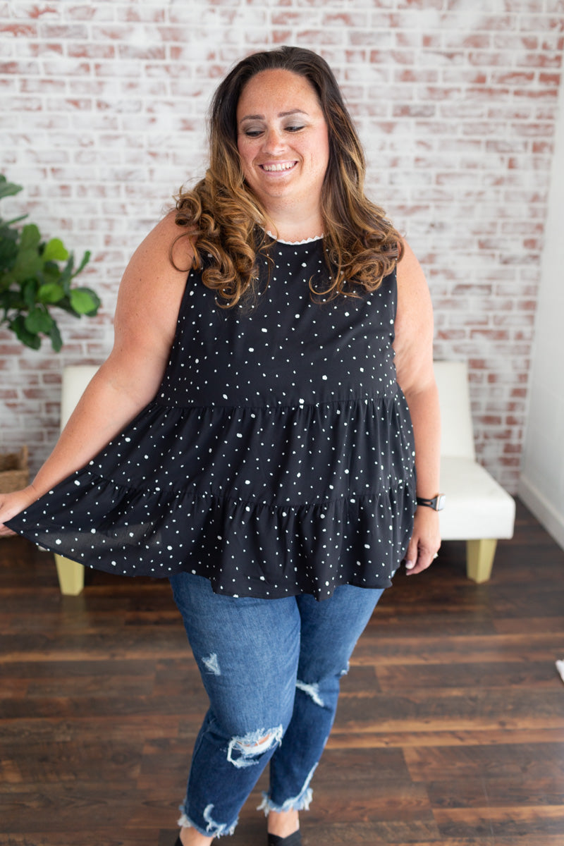 Black Sleeveless Babydoll Top - Plus