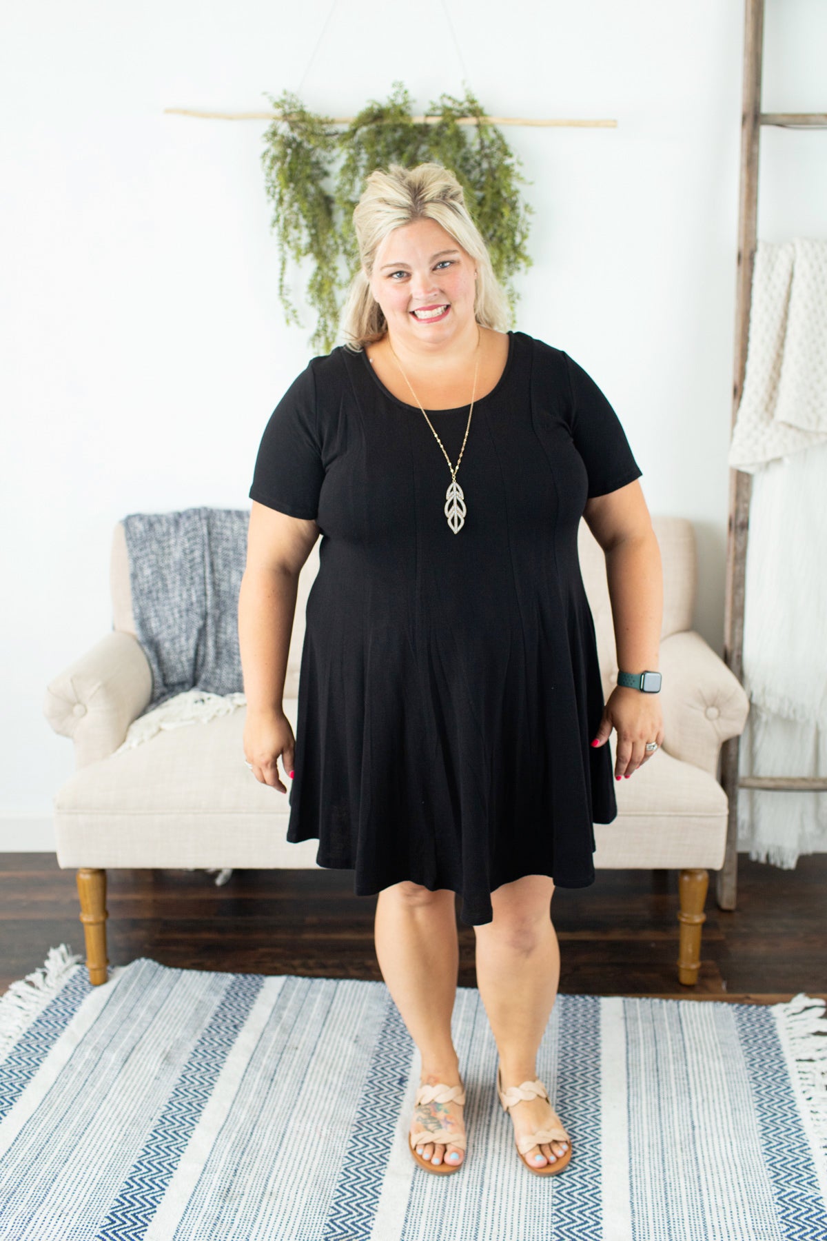 Black Swing Babydoll Dress - Plus