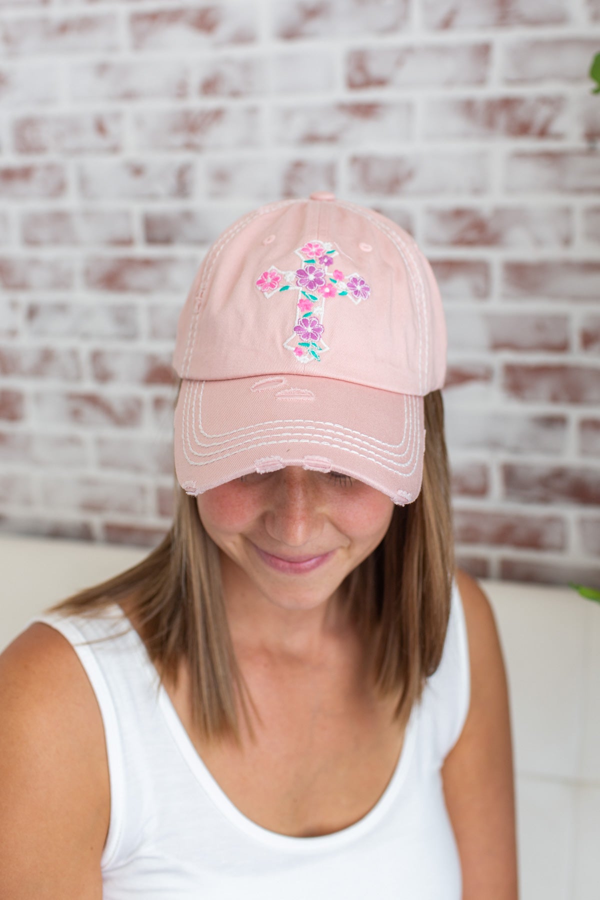 Floral Cross Hat