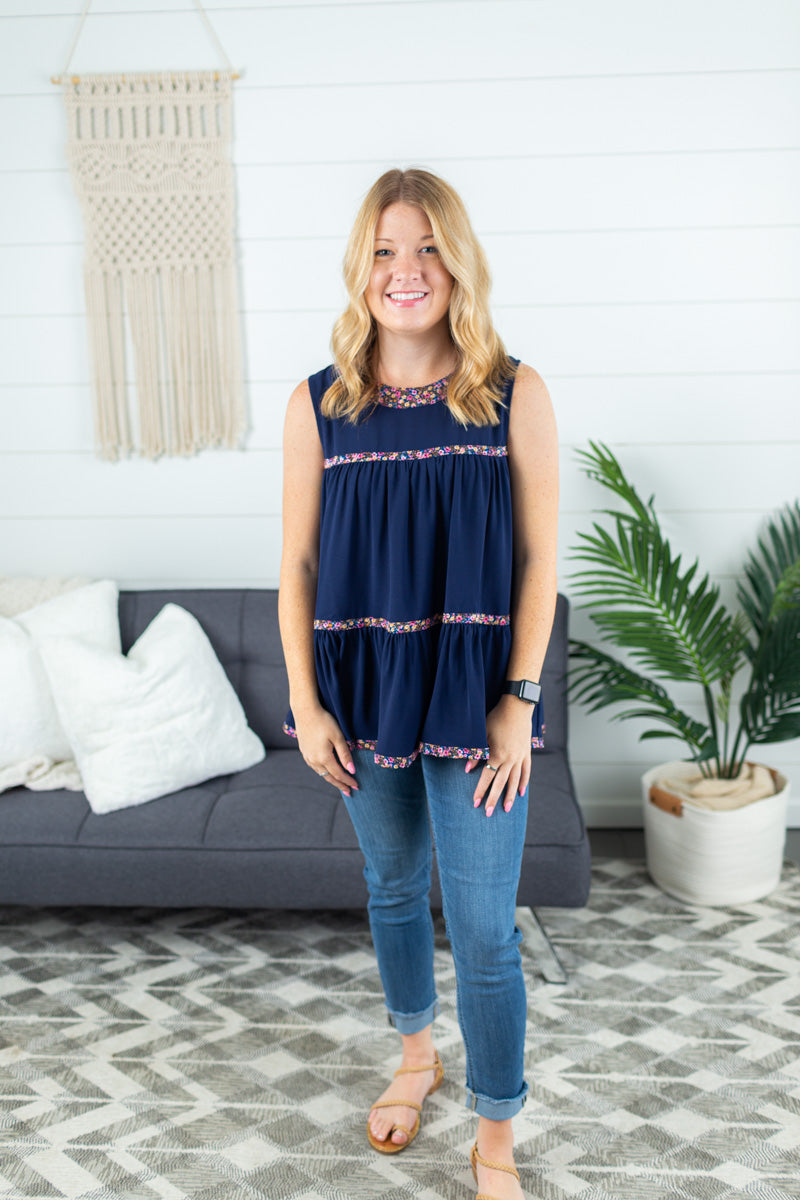 Floral Detail Tiered Top