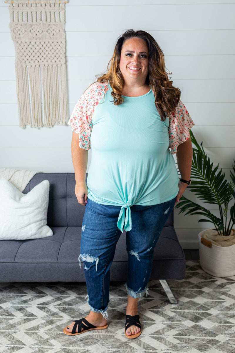 Raglan Bell Sleeve Top - Plus - Mint