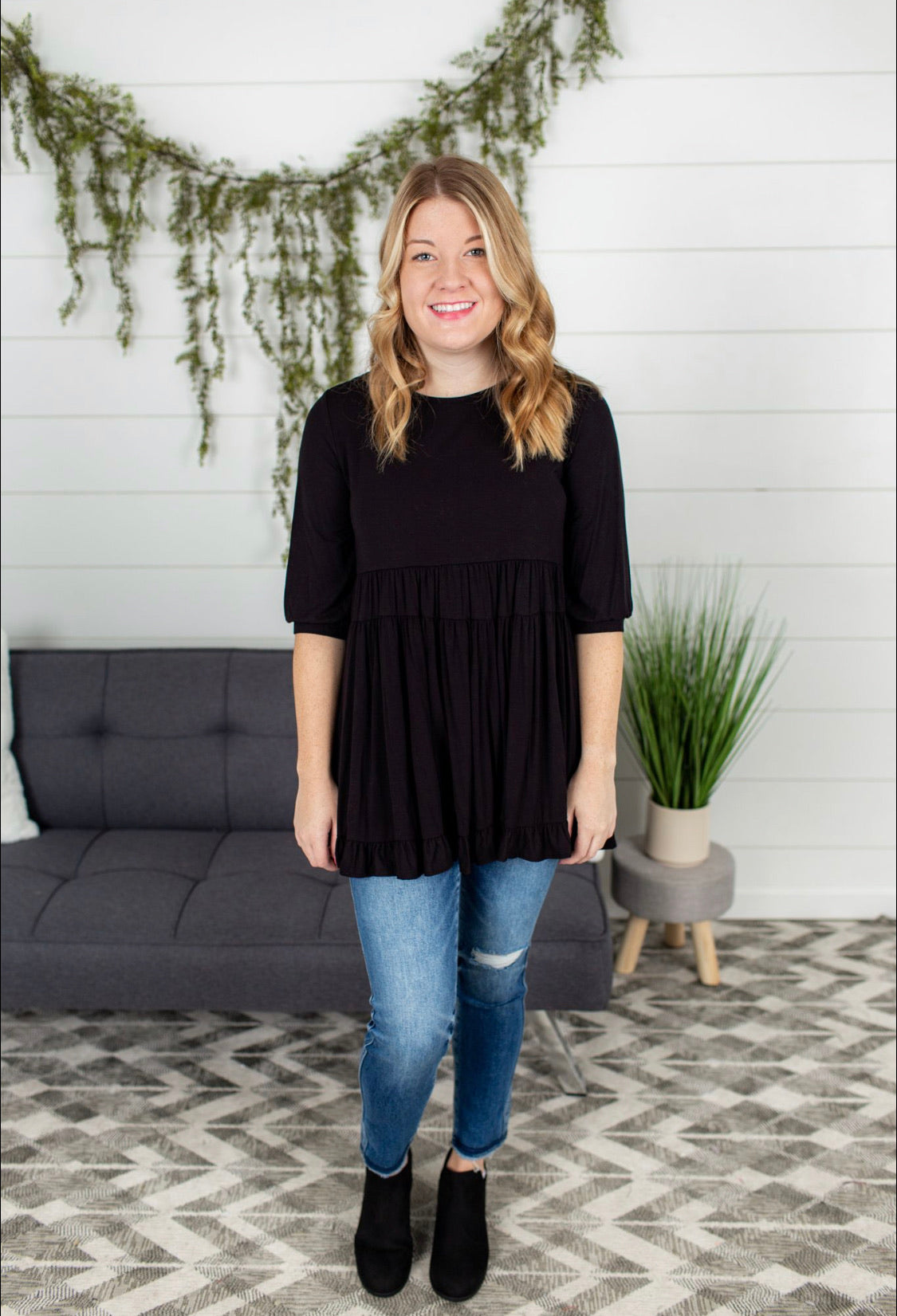 Solid Tiered Tunic Top