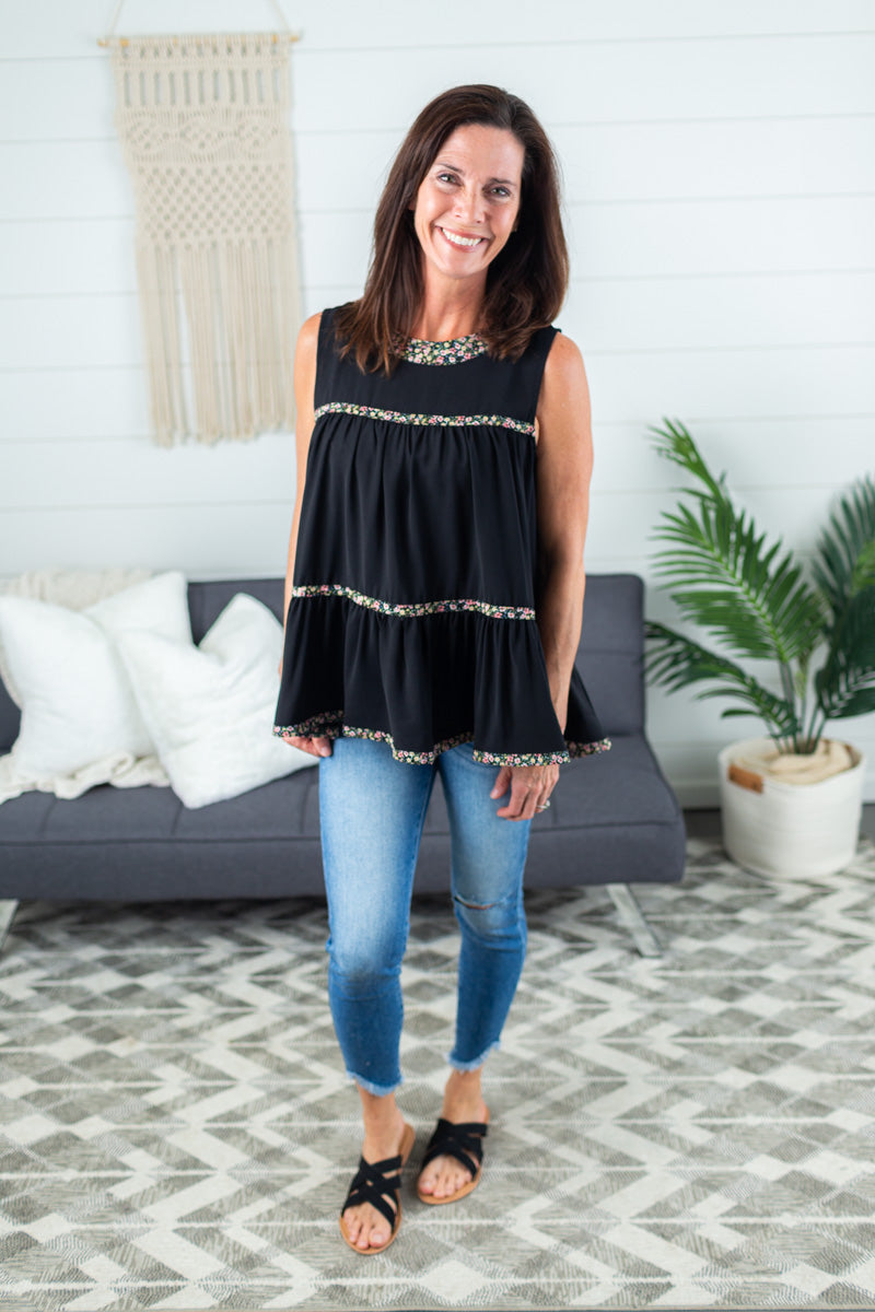 Floral Detail Tiered Top