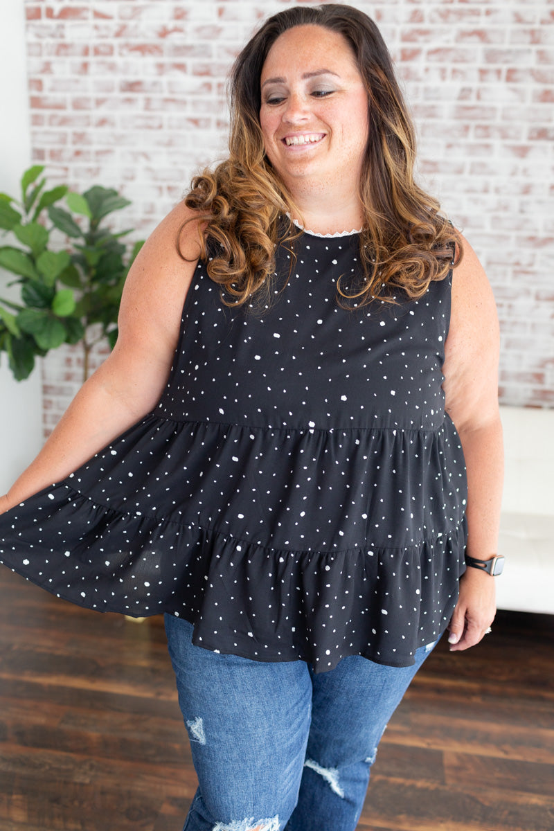 Black Sleeveless Babydoll Top - Plus