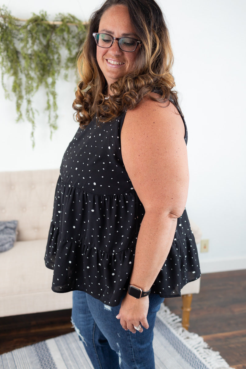 Black Sleeveless Babydoll Top - Plus