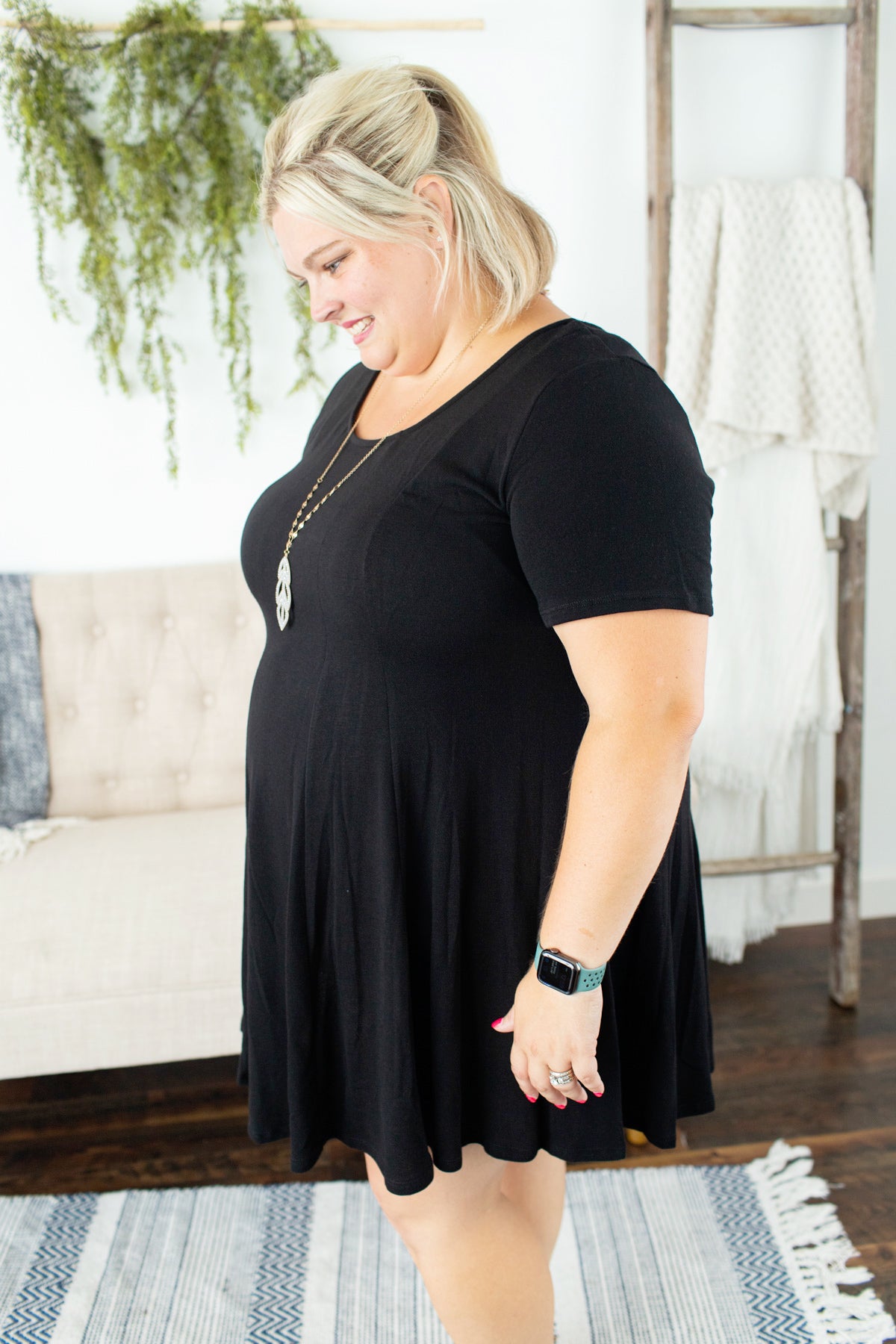 Black Swing Babydoll Dress - Plus