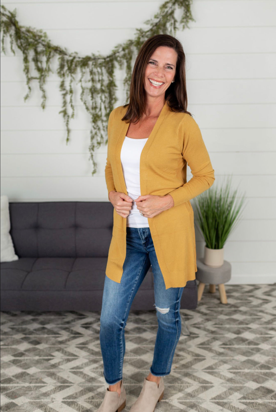 Solid Open Front Cardigan