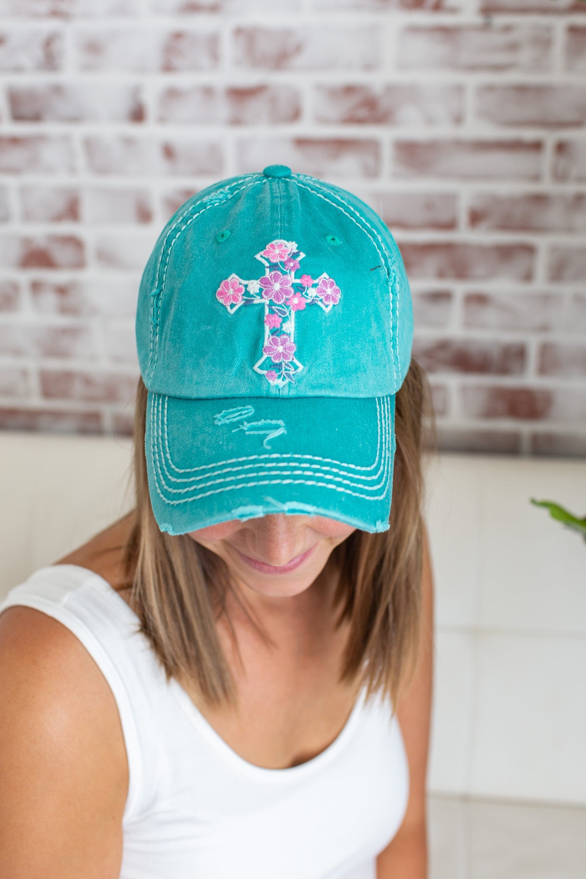 Floral Cross Hat