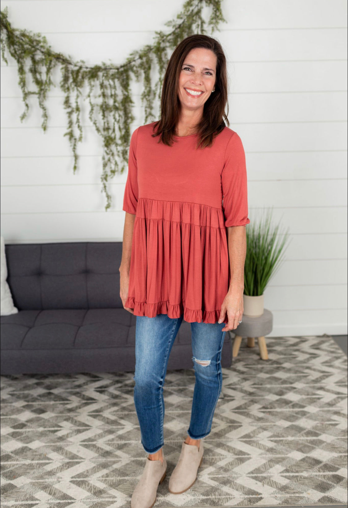 Solid Tiered Tunic Top